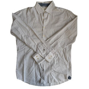 Brax Feel Good Slubyarn Shirt Men Medium Button Up Gray Long Sleeve Linen Cotton